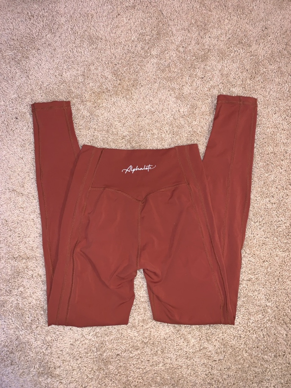 Alphalete Women’s High-Waist Rust Red Leggings Stretch Fitted Leggings Small